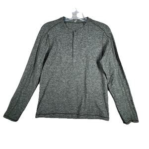 Lululemon Shirt Mens Medium Surge Green Gator Henley Rulu Workout Athleisure Gym